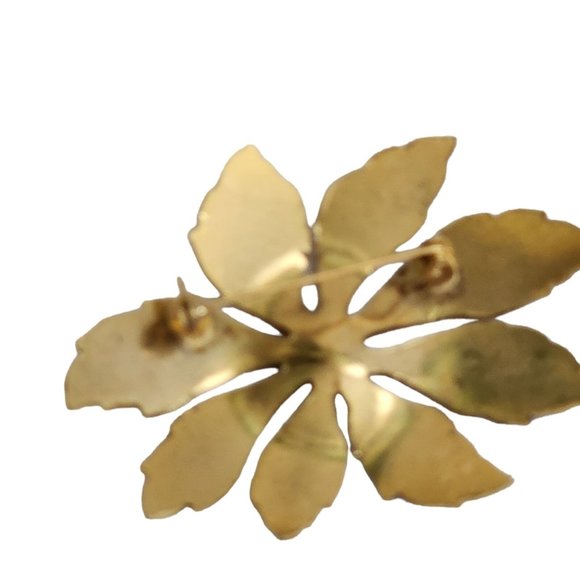 Vintage Blue Enamel Foliage Flower Two Tone Blue Shades Enamel Pin Brooch - Picture 12 of 14